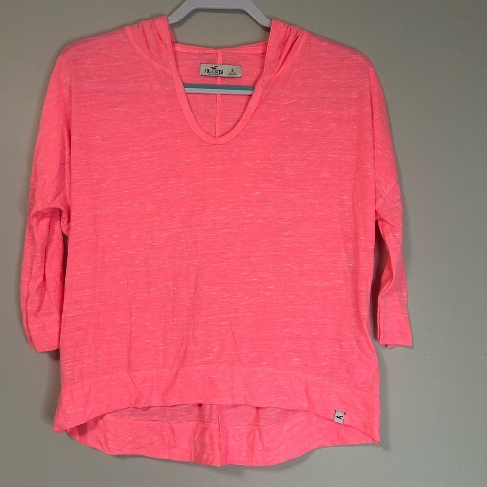 Hollister Neon Pink Lightweight Hoodie Sweatshirt, Size S